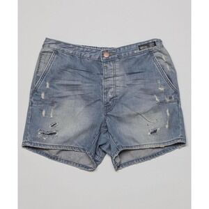 Man X One Teaspoon‎ NEW Distressed Mr Blonde Denim Shorts Blue Jack Size 28